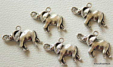 5 x Elephant Silver Tone Charms